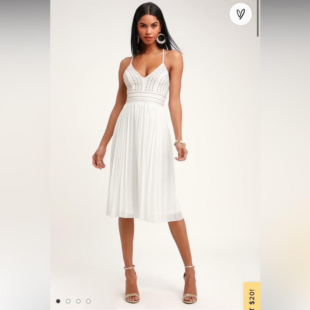 Lulus Dare to Love White Embroidered Midi Dress